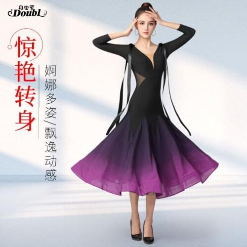 High-End Modern Dance Skirts New National Standard Dance Dresses With Ribbons And Waltz Swings Gradual Modern Dance Clothes
