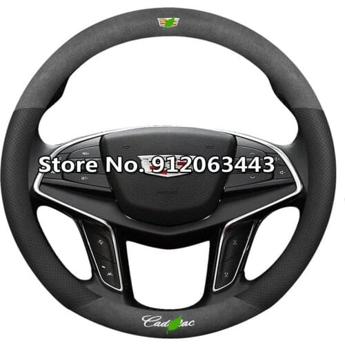 Suede Leather Car Steering Wheel Covers 38cm accessories for Cadillac ATS CT6 CTS SRX XT5 CT4 XT4 SLS XTS XT6 CT5 XLR