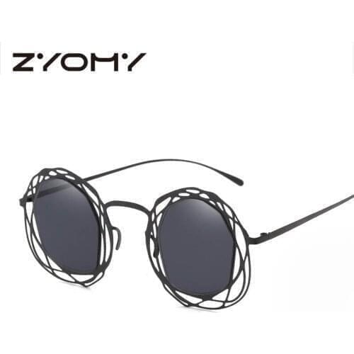 Q Trendy Hollow Metal Frame Sunglasses Oversized Round Glasses Fashion Ocean Piece Women Sunglasses uv400 gafas de sol mujer Q