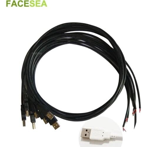 10pcs 1m 2pin USB Connector Single head Cable black white type A for led strip light, fan