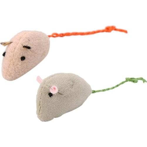 2PCS Cat Toy Mouse Bite-Resistant Mice Toys Simulated Plush Cat Chew Toy Cat Training Toy
