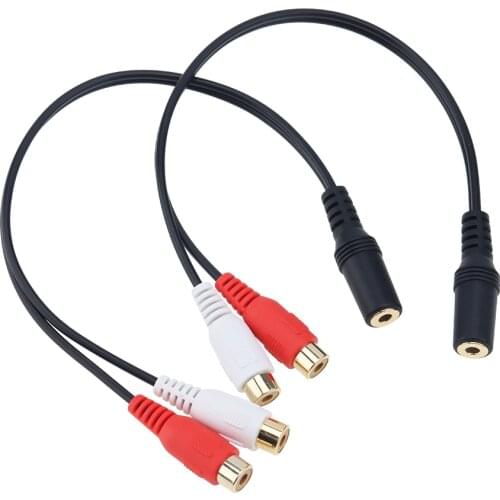 3.5mm Stereo Female to 2 RCA Female Audio Jack Splitter Adapter Cable For Headphones DVD CD TV VCR 1000pcs