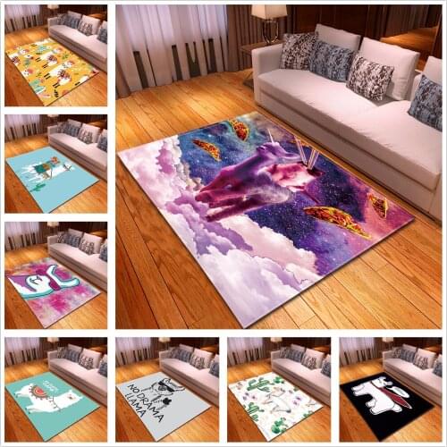 3D Cartoon Cute Alpaca Area Rug Non-Slip Mat Rugs Living Room Bedroom Carpet Children Room Decoration Fairy Tale Carpets