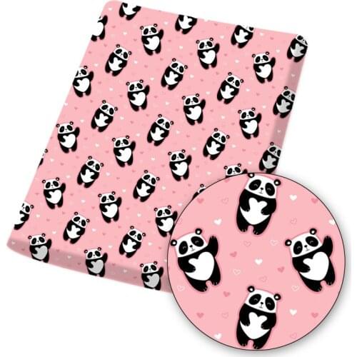 Polyester Cotton Fabric Cartoon Panda Printed Cloth Fabrics Sheet For Dress DIY Face Mask Bag Sewing Materials Craft 45*145cm/Pc