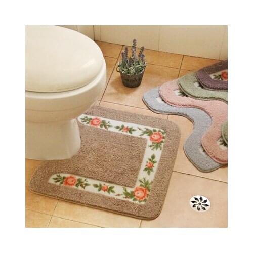 Bathroom absorbent floor mats, non-slip and waterproof U-shaped toilet floor mats, toilet door mat carpets