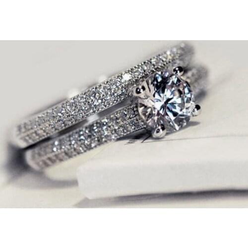 Zircon Rings Double Layer Rings Women Fashion Fingers Jewelry Accessories Crystal 2021 Rings