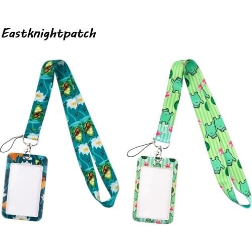 E3064 Cartoon Frog Lanyard Keychain key Badge Mobile Phone Rope Lanyard With Kawaii Card Holder Cover