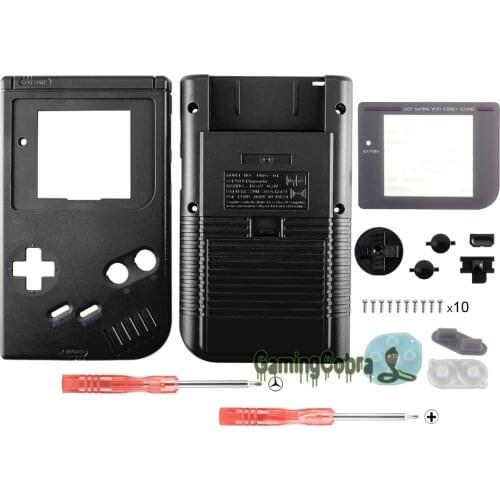 Black Solid Full Housing Shell Buttons with Screen Len for Nintendo DMG-01 Gameboy - GBF003