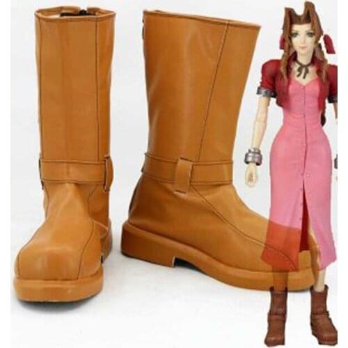 Final Fantasy VII Aerith Cosplay Boots Shoes Game Party Cosplay Boots Custom Made for Adult Women Shoes