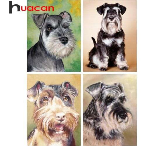 Huacan Dog Diamond Painting Animal Full Square/Round Drill Handmade Gift Diamond Embroidery Schnauzer Handcraft