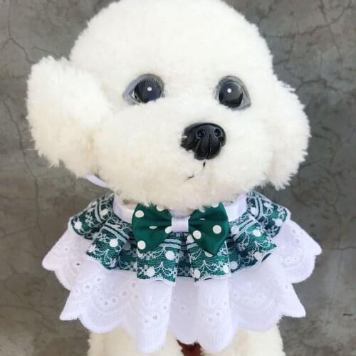 Plaid Pet Scarf Lace Bib Dog Bib Saliva Towel Jewelry Decorative Kitten With Lace Bib Scarf Pet Wreath Cat Headdress Accessorie