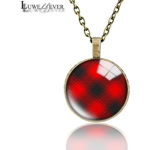 Red Pattern 641 25mm Bronze 30mm Wood Rhinestone Double-sided Moon Round Glass Pendant For Women Gift