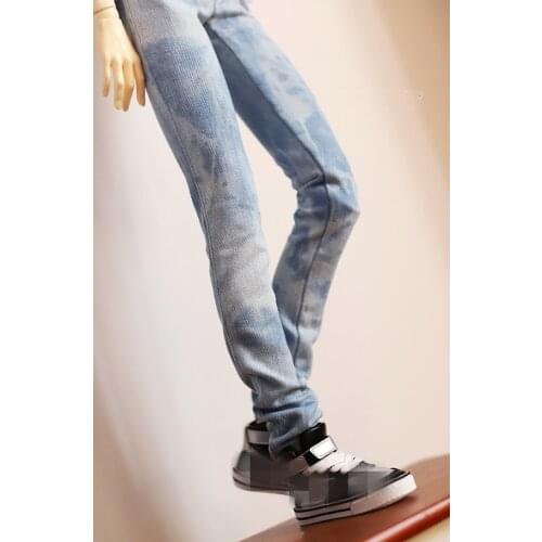 BJD Doll Pants apply to 1-3 1-4 uncle tie-dyed light blue wash jeans doll accessories