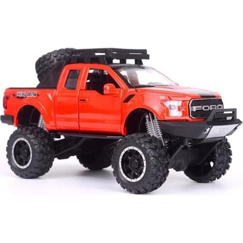 Scale 1:32 BIG wheels diecast car Ford F150 Raptor Pickup truck monsters metal model with light and sound collection toys