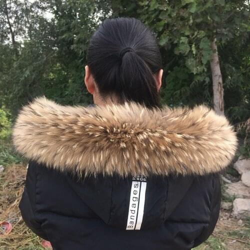 2021 100% Natural Jacket Fur Collar Real Raccoon Fur Women Scarves Winter Coat Female Neck Cap Long Warm Genuine Fur Scarf