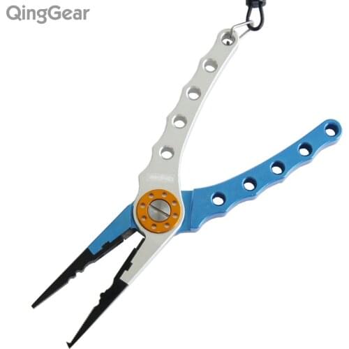 Multi Pliers Aluminium Lure Fishing Pliers Fishing Cutting Pliers Line Cutter Hook Remover with nylon bag and hook lanyard