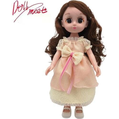 Fashion Kawaii 32 cm 1/6 Doll Full Mini Baby Dolls For Girls Set With Comb Princess Female Body Curly Hair Action Figure Toys