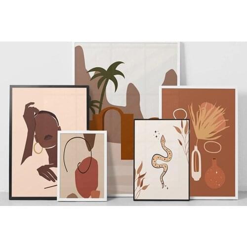 African Wall Art Black Woman Canvas Painting Scandinavian Terracotta Snake Posters And Print Boho Picture For Bedroom Home Decor