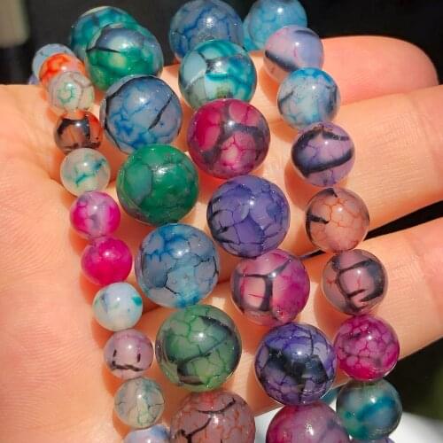 Natural Stone Multicolor Dragon Vein Agates Beaded Loose Round Beads for Jewelry Making DIY Fashion Bracelet Accessories 15
