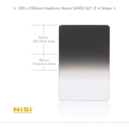 NiSi 100x150mm Nano MC IR Medium GND16 1.2 4 Stop Graduated Neutral Density Grad ND Filter 100mm system
