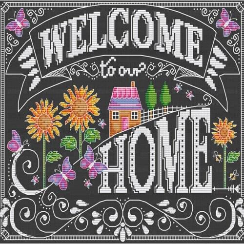 New Arrival Embroidery Chalkboard Welcome Cross Stitch Kit Riolis with 100% Cotton Flosses & Free Shipping for Customized Gifts