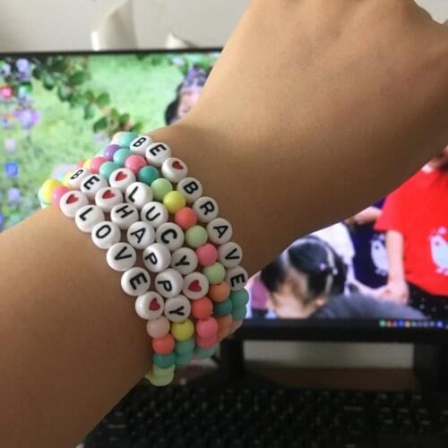 OMY Letter Bead Bracelet Women Adjustable String Name Bracelets DIY Jewelry 6mm colorful beads letter bracelets