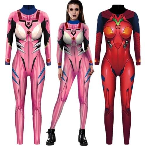 EVA Asuka Langley Soryu Cosplay Adult Kids Sexy Jumpsuit Catsuit Character Costumes Zentai Women Bodysuit Fancy Dress