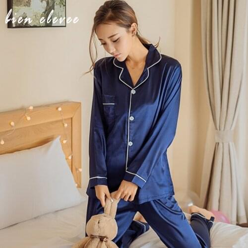 Faux Silk Satin Pajama Sets Spring Autumn Women Sleepwear Long Sleeve Pijama Suit Female Nightwear Sexy Lingeries Pyjama Femme