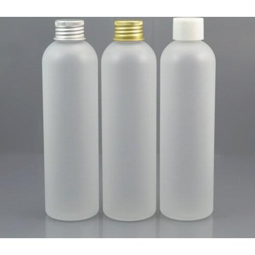 50pc/lot 250ml Frost Plastic Makeup Water Bottle, Screw Cap, Empty Toner Container, Refillable Lotion Bottle ,White Top