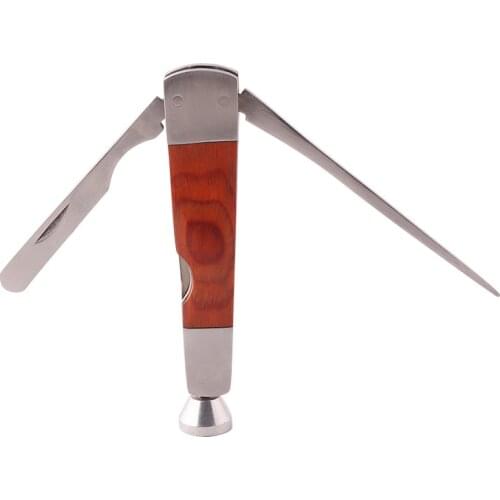 Premium Red Wood Pipe Tool Stainless Steel 3-in-1 Smoking Accessories For Tobacco Pipe