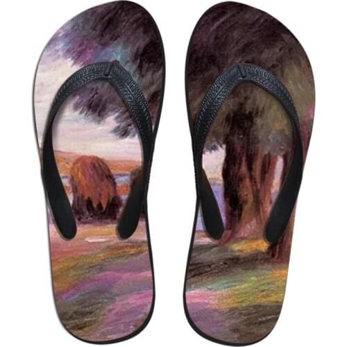 Fashion Summer Beach Flip Flops Men Slippers Painting Art Printing boy Flats Shoes Pierre Auguste RenoirMaster piece