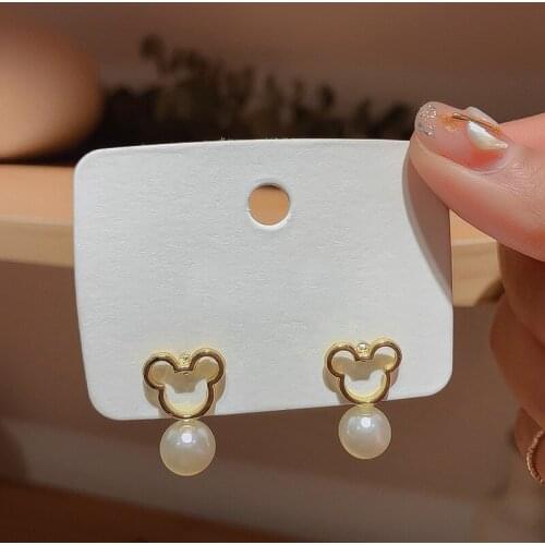 Cute Pearl Stud Earrings Wholesale 2021 Charm Anime Bear Halloween Exquisite Jewelry For Women Romantic Luxury Gift Accessories