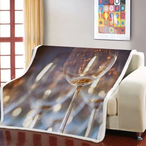 Modern Wine Glass Printing Blanket 3D Bedroom Living Room Nap Blanket Adult Child Soft Plus Plush Bed Blanket