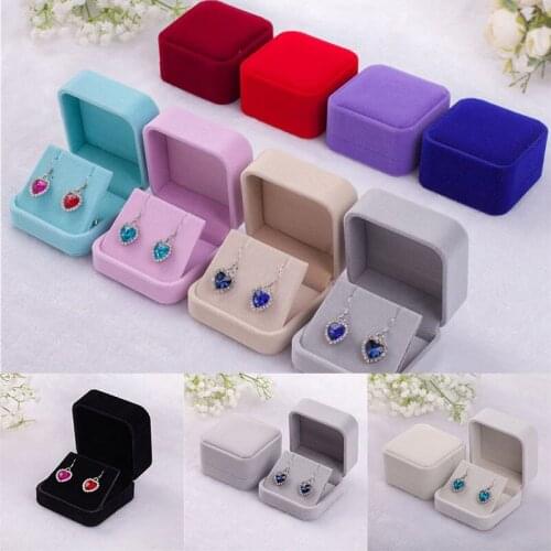 Squre Wedding Velvet Earrings Ring Pendants Box Jewelry Display Case Gift boxes