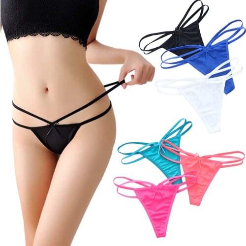 Womens Low Rise Double String Thong Sexy Underwear Panties Stretch No Show G-string T-back Knicker Bikini Lingerie Nightwear