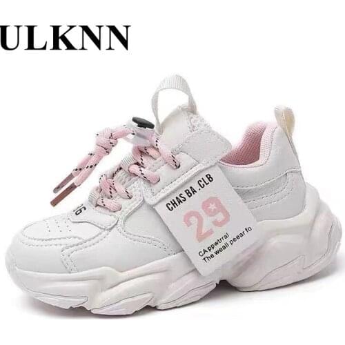 ULKNN Anti-Slippery Kids Sneakers 2021 New Fashion Spring/Autumn Boy And Girl School Sport Casual Lace-Up Light Soft Flat Shoes