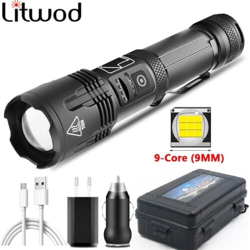 9-core XHP100 Led Flashlight Power Bank Function Torch Usb Rechargeable 18650 or 26650 Battery Zoomable Aluminum Alloy Lantern