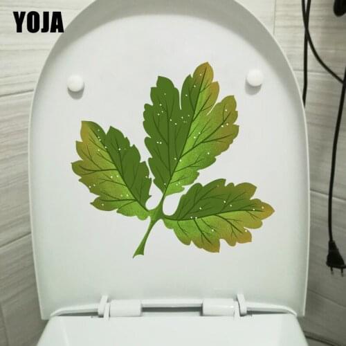YOJA 19.8*21CM Green Hawthorn Leaves Toilet Seat Stickers Fresh Home Wall Decor Decal T1-1118