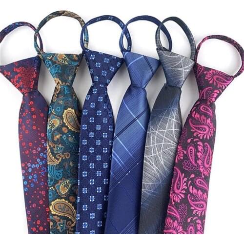 Zip tie for men lazy necktie striped zipper ties Paisley business 7cm lazy strips floral neckwear ready bowknot formal leisure