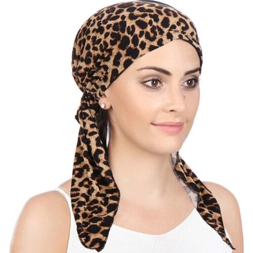 2020 New fashion Muslim hijab caps for women Leopard print arab wrap head scarf hijab underscarf caps turbante bonnet