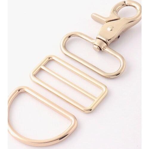 1.5" Gold Swivel Clasp Claw with D Ring Adjustable Rectangle Rings D Buckles Trigger Snap Clasp Lobster Clasp Belt Handbag Hook