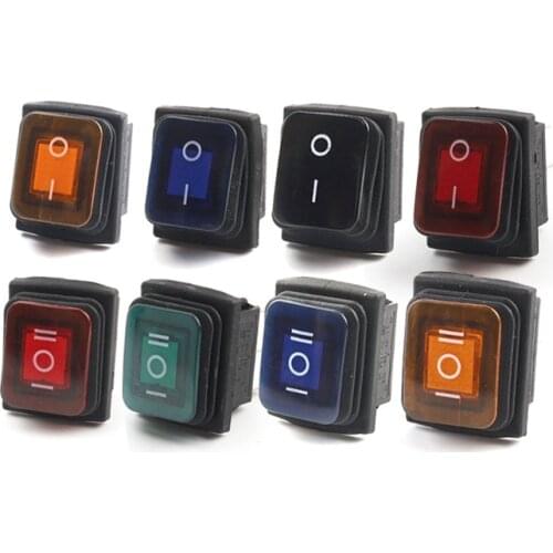 1PCS 36x29mm Heavy Duty Waterproof Rocker Switch 4/6Pin 2/3 Position Light Illuminated 16A 250V KCD4 DPDT Toggle Rocker Switch