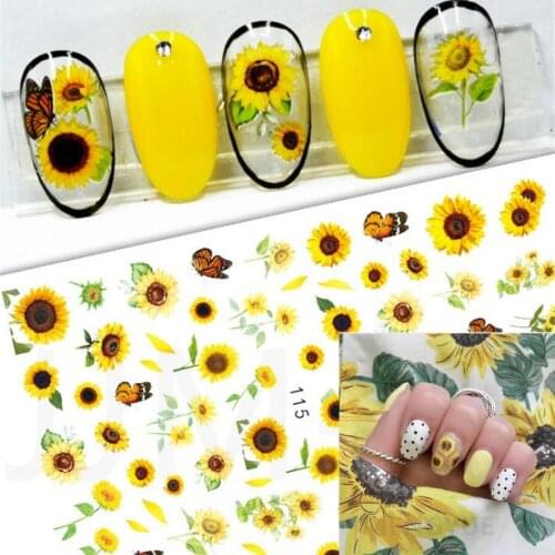 15 Style 3D Nail Sticker Sunflower Sliders For Nails Summer Design Decals Transfer Foil Wraps Manicure Decorations