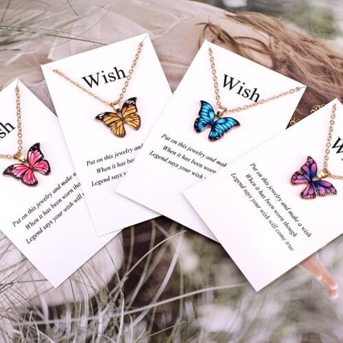 4 Colors Butterfly Necklace for Women Silver Color & Golden Color Chain Necklace Women Pendant Jewelry Gifts M2