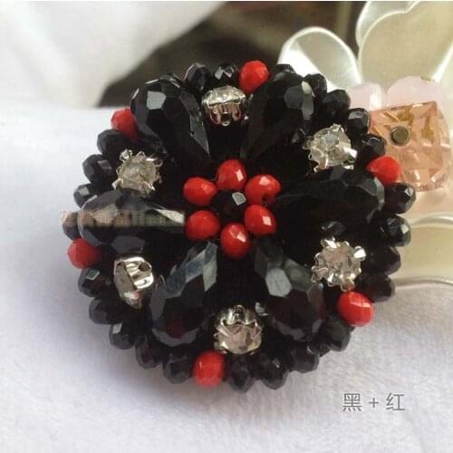 4 cm high grade handmade bead crystal button female mink leather dress big button high grade clothing accessories buckle
