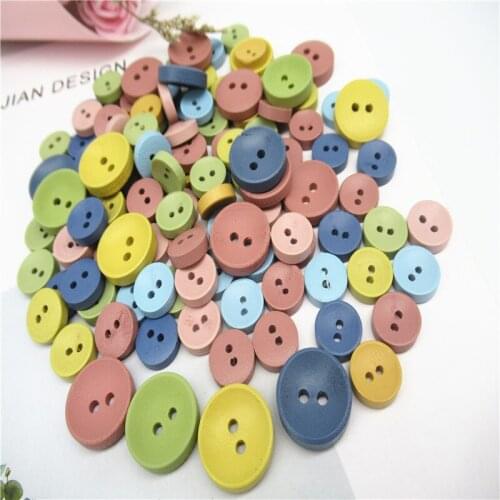 50pcs 10/15mm Mini wooden buckle 2 eyes macaron mixed color cute baby clothes button diy swing handmade button accessories