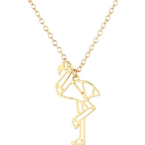 50pcs Newest Bird Animal Pendant Necklace Jewelry Cute Origami Grane Necklace Lovely Animal Necklace Single Foot Standing Crane