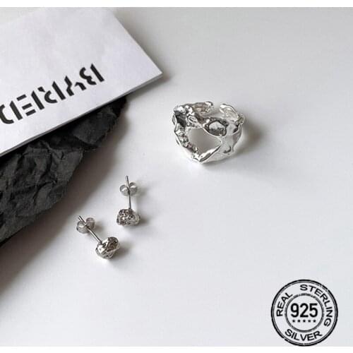 925 Sterling Silver Earrings For Women Lava Retro Fashion Design Men Lady Simple Personalit Couple Gift Wedding Jewelry INEFFA