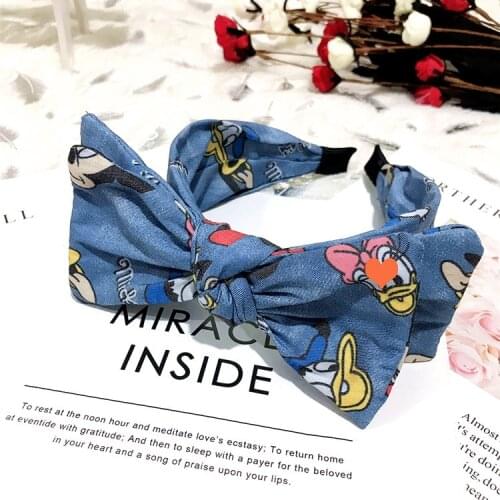 Disney cartoon hair accessories hair hoop fabric cowboy Minnie headband ladies double large bow hair ring cute cartoon doll toys