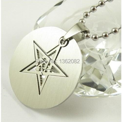 Men Womens Fashion Silver Stainless Steel Star Pendant 2 in 1 Round Dog Tag Chain Necklace Gift MN56
